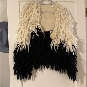 Black and white shag coat